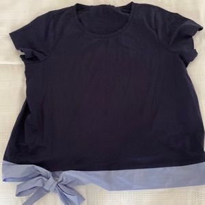 JCrew Navy top with Light Blue Bow detail bottom